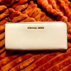 White Michael Kors zip around wallet